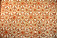 ткань Оранжевая органза с фактурными цветами (нашитыми цветами) Италия