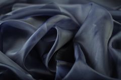 ткань синяя органза из шелка органза шелк однотонная   Италия