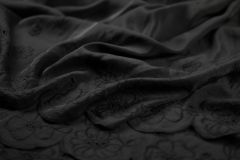 ткань вышитый черный шелк шитье шелк цветы черная Италия