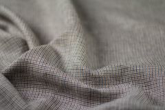 ткань костюмный лен в микроклетку (гусиную лапку) костюмно-плательная лен в клетку разноцветная Италия