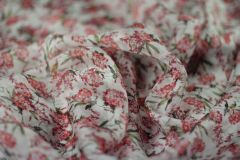 ткань шелковый шифон с мелкими цветочками шифон шелк цветы белая Италия