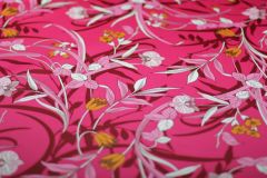 ткань дюшес с цветами дюшес полиэстер цветы розовая Италия