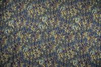ткань твил из вискозы с желтыми цветами на синем фоне
