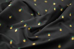 ткань черная шерсть с хлопком с ананасами костюмно-плательная шерсть в горошек черная Италия