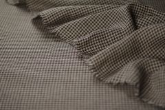 ткань костюмный лен гусиная лапка костюмно-плательная лен в клетку бежевая Италия