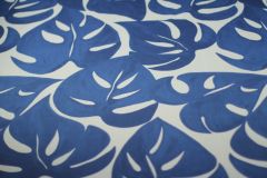ткань белый поплин с васильковыми листьями поплин хлопок цветы синяя Италия