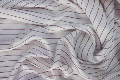 ткань белый полотняный шелк в бордовую полоску Италия