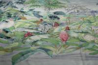 ткань шелковый крепдешин с попугаями и тропической растительностью