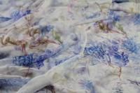 ткань шелковый шифон с голубыми цветами