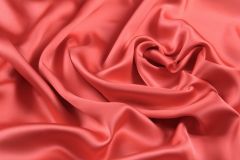 ткань двусторонний шелковый сатин кораллового цвета Италия