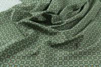 ткань зеленая шерсть с шелком  с геометричным рисунком