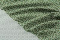 ткань зеленая шерсть с шелком  с геометричным рисунком