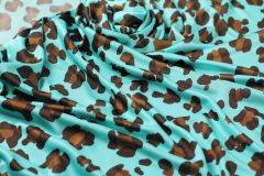 ткань Трикотаж трикотаж шелк леопард голубая Италия