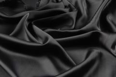ткань черное атласное кади из вискозы кади вискоза однотонная черная Италия