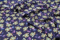 ткань твил (полиэстер) с цветами твил полиэстер цветы фиолетовая Италия