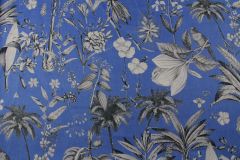 ткань васильковый лен с белыми цветами сорочечная лен цветы синяя Италия