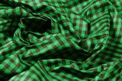 ткань зеленая тафта в черную клетку Италия