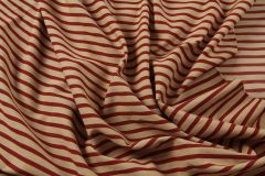 ткань хлопок кэмел с красной полосой костюмно-плательная хлопок в полоску бежевая Италия