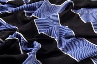 ткань шелковый крепдешин в черно-синюю полоску