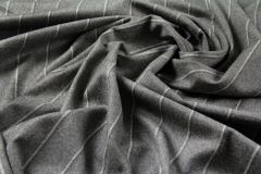 ткань серая шерсть в светло-серую полоску костюмно-плательная шерсть в полоску серая Италия