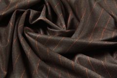 ткань коричневая шерсть в рыжую полоску костюмно-плательная шерсть в полоску коричневая Италия