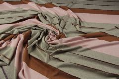 ткань полосатый трикотаж в коричнево-розовых тонах с люрексом трикотаж хлопок в полоску коричневая Италия