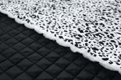 ткань стеганая плащевка с леопардовым принтом стеганая ткань полиэстер леопард черная Италия