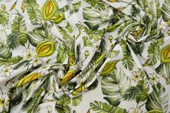 ткань хлопок с эластаном с ботаническим принтом костюмно-плательная хлопок иные зеленая Италия