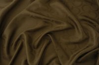 ткань жаккардовый шелк с логотипами коричневато-зеленого цвета