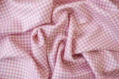 ткань шерсть бело-розовая в гусиную лапку Италия