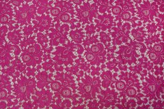 ткань кружево пурпурно-розовое кружево вискоза цветы розовая Италия