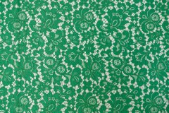 ткань кружево ярко-зеленого цвета кружево вискоза цветы зеленая Италия