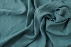 ткань лен пастельного бирюзового цвета костюмно-плательная лен однотонная зеленая Италия