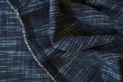 ткань твид шанель синего цвета с белым плетением твид хлопок однотонная синяя Италия