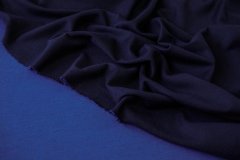 ткань трикотаж двухсторонний темно-синий и васильковый трикотаж шерсть однотонная синяя Италия