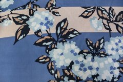 ткань хлопок с шелком сине-серый с цветами костюмно-плательная хлопок цветы синяя Италия