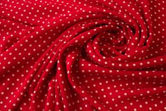 ткань красное кади из шелка в белый горошек в 2х отрезах: 4.0м и 1.0м Италия