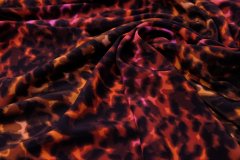 ткань крепдешин с акварельным принтом леопард оранжево-красный крепдешин шелк леопард оранжевая Италия