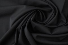 ткань шерстяной поплин с эластаном черного цвета Италия