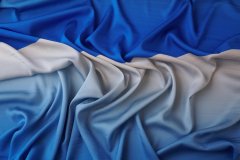 ткань шелковый твил деграде в синих, голубых и белых тонах (купон) твил шелк в полоску синяя Италия