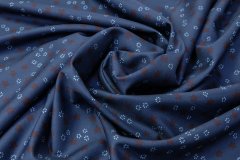 ткань синий креп со звездами и цветами Италия