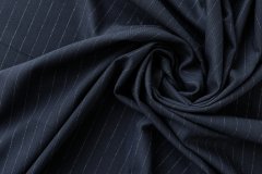 ткань синяя костюмная шерсть в полоску  Италия