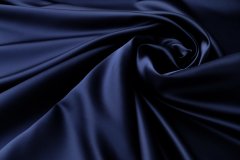 ткань плотный двусторонний темно-синий атлас атлас шелк однотонная синяя Италия