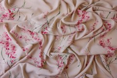 ткань креп из вискозы с цветами креп вискоза цветы розовая Италия