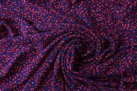 ткань креп из вискозы темно-синий с красными цветами
