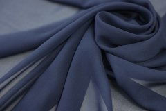 ткань креп-шифон синего цвета с угольным оттенком Италия