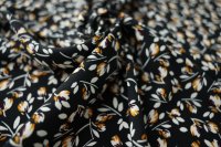 ткань вискоза для шитья черного цвета с цветами (кади)