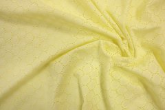 ткань шитье выбеленного лимонного цвета в горошек шитье хлопок в горошек желтая Италия