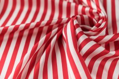 ткань шелковый атлас в красно-белую полоску атлас шелк в полоску красная Италия