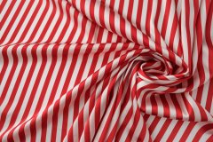 ткань атлас с эластаном в красно-белую полоску атлас шелк в полоску красная Италия